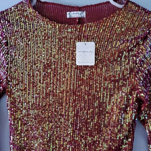 Free People Gold Rush Long Sleeve in Wine Combo Size XS - Picture 5 of 6